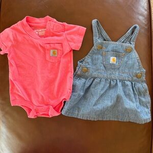 Carhartt Denim Dress with Pink Onesie, 3m (never worn)
